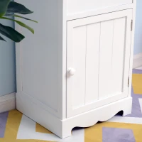 HOMCOM Set of 2 Wood Bedside Table Freestanding Cupboard Nightstands Storage Unit w/ Large Cabinet and Drawer White(m-5)