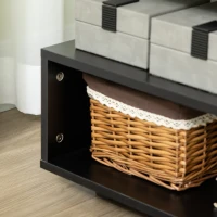 HOMCOM Modern Side Table with Storage Shelves, Square End Table for Bedroom, Living Room, Small Space, Night Stand with Adjustable Feet, Black(m-7)