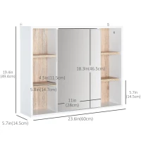 HOMCOM Wall-Mounted Bathroom Medicine Cabinet with Mirror, Over Toilet Bathroom Vanity Cabinet White & Oak(m-3)
