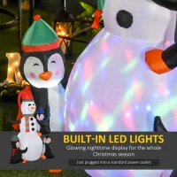 HOMCOM 6ft Christmas Inflatable Snowman with Three Penguins, Blow-Up Outdoor LED Yard Display with Rotating Colorful Light for Party, Garden, Holiday(m-4)