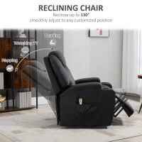 HOMCOM PU Leather Power Lift Chair for Elderly with Cup Holders Side Pockets Footrest and Remote Control (Black)(m-4)