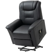 HOMCOM PU Leather Electric Power Lift Chair for Elderly with Remote Control and Footrest for Living Room (Black)(m-2)