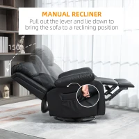HOMCOM Deluxe Manual Recliner Electronic Massage Sofa Recliner Chair Leather Lounge Black(m-5)