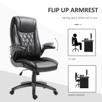 Vinsetto High-Back Office Chair Executive Swivel Computer Desk Chair, with PU Leather, Flip-up Armrest, Black(m-6)