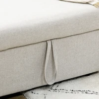 HOMCOM Sectional Sofa Bed, L-Shaped Loveseat Reversible Sleeper Sofa with Pull Out Couch Bed, Storage Chaise, Cushions, Linen Feel Fabric Futon Sofa Bed for Living Room, Cream White 89.75"(m-8)