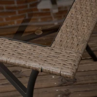 Outsunny 7 Pieces Wicker Patio Dining Set Outdoor Furniture Set with Removable Cushions, Glass Top Dining Table, PE Rattan Conversation Set for Garden Poolside Backyard, Beige(m-10)