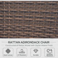 Outsunny 2 Pieces Adirondack Chair Patio Wicker Muskoka Chair, Outdoor PE Rattan Fire Pit Chair for Poolside, Balcony, Deck, Garden, Backyard, Dark Brown(m-5)