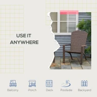 Outsunny 2 Pieces Adirondack Chair Patio Wicker Muskoka Chair, Outdoor PE Rattan Fire Pit Chair for Poolside, Balcony, Deck, Garden, Backyard, Dark Brown(m-6)