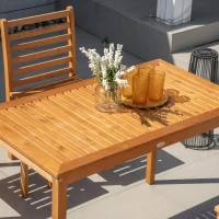 Outsunny 5 Pieces Patio Dining Set for 4, Wooden Outdoor Table and Chairs with Slatted Design for Garden, Patio, Backyard, Orange(m-7)