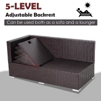 Outsunny 3 Pieces Adjustable Seat Rattan Wicker Sofa Steel Frame Furniture Set Sleeping Couch Bed Lounge w/ Storage Function Coffee Table, Navy Blue(m-4)