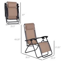 Outsunny Zero Gravity Lounger Adjustable Patio Lounge Chair Foldable Reclining Seat Outdoor Garden Portable Recliner Cream(m-3)