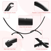 Outsunny 10' Hammock Stand with Steel Frame, Hammock Chair Stand Only for Garden, Camping, Picnic, Outdoor, Patio, Black(m-5)