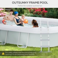 Outsunny 18' x 10' x 3.5' Above Ground Swimming Pool, Non-Inflatable Rectangular Steel Frame Pool with Filter Pump, Safety Ladder for 1-8 People, Grey(m-7)