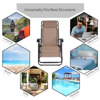 Outsunny Zero Gravity Lounger Adjustable Patio Lounge Chair Foldable Reclining Seat Outdoor Garden Portable Recliner Cream(m-7)