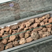 Outsunny 6 Piece Patio Furniture Set with 50,000 BTU Gas Fire Pit Table, Outdoor PE Rattan Dining Table and Chair Set, Sectional Conversation Sofa Set with Cushions, Grey(m-10)