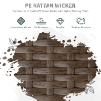 Outsunny 7 Pieces Wicker Patio Dining Set Outdoor Furniture Set with Removable Cushions, Glass Top Dining Table, PE Rattan Conversation Set for Garden Poolside Backyard, Beige(m-4)