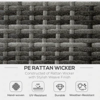 Outsunny 6 Pieces Wicker Patio Dining Set Outdoor Furniture Set with Removable Cushions, Glass Top Dining Table, 2 Ottomans, PE Rattan Conversation Set for Garden Poolside, Khaki(m-4)