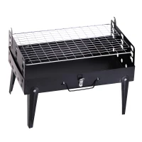 Outsunny Folding Table Top Charcoal Grill Portable BBQ Grill Camping Picnic Cooker Outdoor Easy Carrying Barbecue Smoker w/ Tools(m-2)