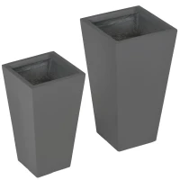 Outsunny 2-Pack Outdoor Planter Set, Flower Pots with Drainage Holes, Durable & Stackable Plant Pot, 22in & 18in, for Porch, Entryway, Patio, Yard, Garden, Gray(m-9)