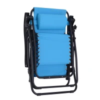 Outsunny Zero Gravity Lounger Adjustable Patio Lounge Chair Foldable Reclining Seat Outdoor Garden Portable Recliner Blue(m-6)
