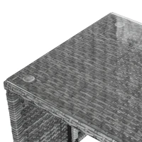 Outsunny 4 Piece Patio Furniture Set with Cushions, Outdoor PE Rattan Wicker Conversation Sofa Set with Glass Top Coffee Table and Loveseat, for Garden, Balcony, Dark Grey(m-8)