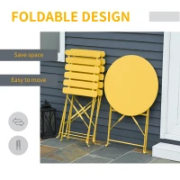 Outsunny 3pc Garden Table Set Foldable Dining Set with 1 Round Table and 2 Chairs Backyard Outdoor, Yellow(m-6)