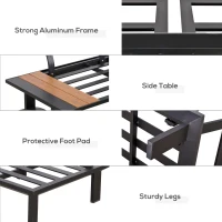 Outsunny 4 Piece Patio Conversation Set Include 2 Loveseat 1 Corner Sofa 1 Coffee Table Cushion Pillow Aluminum Framed Sectional Garden Furniture for Garden Backyard Poolside(m-6)