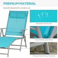 Outsunny Outdoor Folding Chaise Lounge Chair Recliner with Portable Design, Adjustable Backrest, Cushion and Headrest, Blue(m-7)