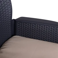 Outsunny 3pc Wicker Style Sofa Set Rattan Conversation Chat Table Chair All Weather Outdoor Furniture Garden Coffee Set w/ Cushion(m-4)