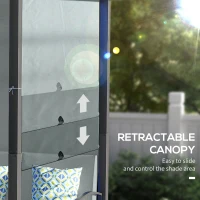 Outsunny Wicker Patio Furniture, Outdoor PE Rattan Sofa Set with Retractable Canopy Pergola, Shade Shelter for Deck, Pool, Garden, Terrace, Grey(m-6)