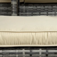 Outsunny 6 Pieces Wicker Patio Dining Set Outdoor Furniture Set with Removable Cushions, Glass Top Dining Table, 2 Ottomans, PE Rattan Conversation Set for Garden Poolside, Khaki(m-9)