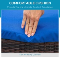 Outsunny Wicker Patio Lounger, Outdoor S Shape Recliners Lounge Chair w/ 5-Level Adjustable Backrest, Soft Padded Cushion Perfect for Outdoor Use, Dark Blue(m-6)