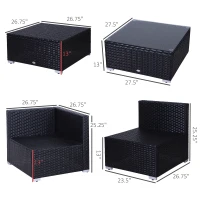 Outsunny 6 Piece Outdoor Patio PE Rattan Wicker Sectional Sofa Deluxe Furniture Set Black(m-3)