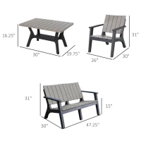 Outsunny 4 Piece Garden Furniture Set Patio Conversation Set 2-Seater Sofa 2 Single Chair Coffee Table with Storage Shelf for Lawn Backyard Poolside(m-3)