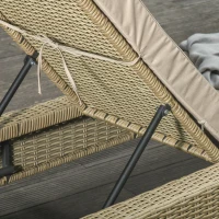 Outsunny Patio Chaise Lounge Chair Outdoor Rattan Furniture w/ Padded Cushion All Weather Recliner 5-Position Adjustable for Garden Poolside Balcony Cream(m-7)