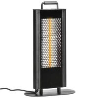 Outsunny Electric Patio Heater with Ultra-low Glare and 6 Heat Settings, 1200W Aluminium Alloy Freestanding Infrared Heater with Infrared Remote Control, Black(m-2)