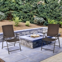 Outsunny Outdoor Wicker Dining Chair Set of 2, 2 Pieces Rattan Foldable Chair with Steel Frame for Garden, Backyard, Porch, Brown