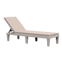Outsunny Patio Chaise Lounge Chair with 5-Level Adjustable Back Cushion Outdoor Garden Poolside(m-2)
