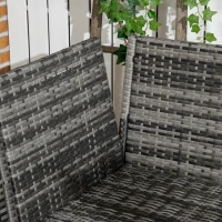 Outsunny 6 Pieces Wicker Patio Dining Set Outdoor Furniture Set with Removable Cushions, Glass Top Dining Table, 2 Ottomans, PE Rattan Conversation Set for Garden Poolside, Khaki(m-7)