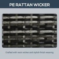 Outsunny 5 Pieces Wicker Patio Dining Set Outdoor Furniture Set with Removable Cushions, Glass Top Dining Table, PE Rattan Conversation Set for Garden Poolside Backyard, Grey(m-7)