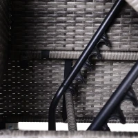 Outsunny 3 Pieces Adjustable Seat Rattan Wicker Sofa Steel Frame Furniture Set Sleeping Couch Bed Lounge w/ Storage Function Coffee Table, Grey(m-8)