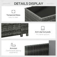 Outsunny 7pcs Wicker Rattan Sectional Set Outdoor Patio Sofa Table Footstools Set Garden Furniture with Cushions, Grey(m-6)