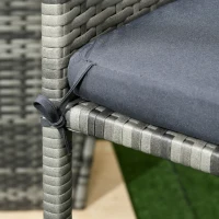 Outsunny 3 Pieces Patio Bar Set, Wicker Bistro Set, PE Rattan Bar Table and Chairs with Soft Padded Cushions, Storage Shelf, Wood Grain Plastic Top, Mixed Gray(m-9)