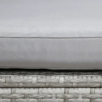 Outsunny 5 Pieces Wicker Patio Dining Set Outdoor Furniture Set with Removable Cushions, Glass Top Dining Table, Loveseats and Ottomans, Rattan Conversation Set for Garden, Grey(m-9)