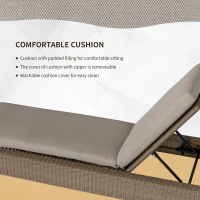 Outsunny Patio Chaise Lounge Chair Outdoor Rattan Furniture w/ Padded Cushion All Weather Recliner 5-Position Adjustable for Garden Poolside Balcony Cream(m-4)
