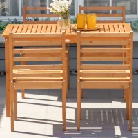 Outsunny 5 Pieces Patio Dining Set for 4, Wooden Outdoor Table and Chairs with Slatted Design for Garden, Patio, Backyard, Orange(m-9)