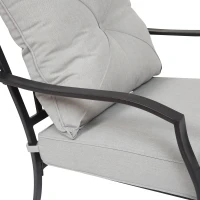 Outsunny 4pc Garden Conversation Set Outdoor Sofa Set Metal Frame w/ Foam Cushions Loveseat 2 Arm Chairs and Glass Top Tea Table Grey(m-7)