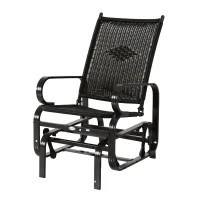Outsunny Patio Rocking Chair Seat Rattan Wicker Garden Furniture Outdoor Rocker Aluminum Deep Coffee(m-5)