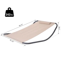 Outsunny Texteline Rocking Sun Lounger Garden Swing Hammock Bed with Steel Stand and Pillow for Patio Deck Beach and Pool Beige(m-3)