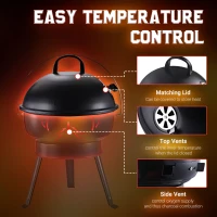 Outsunny Outdoor Light Weight Charcoal Grill Anti-Scald Handle Air Outlet Design Black(m-5)